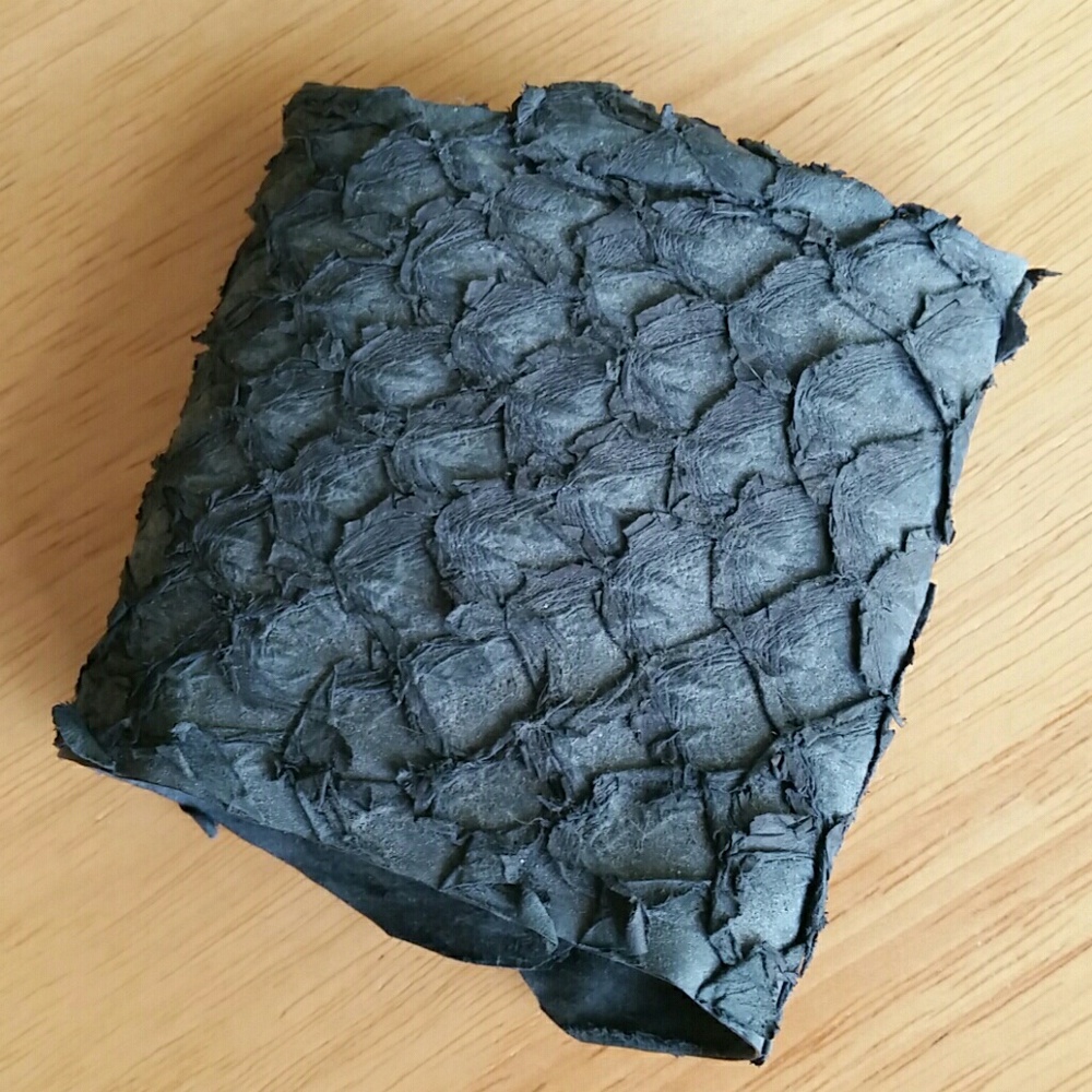 Black Textured Leather Cuff Bracelet